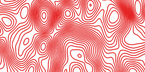 Red topography topology vector white background fresh contour map texture. white seamless pattern Abstract background with a wave Topography and geography map grid abstract backdrop.