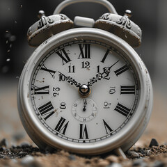 The clock hands spin rapidly, symbolizing time slipping away.