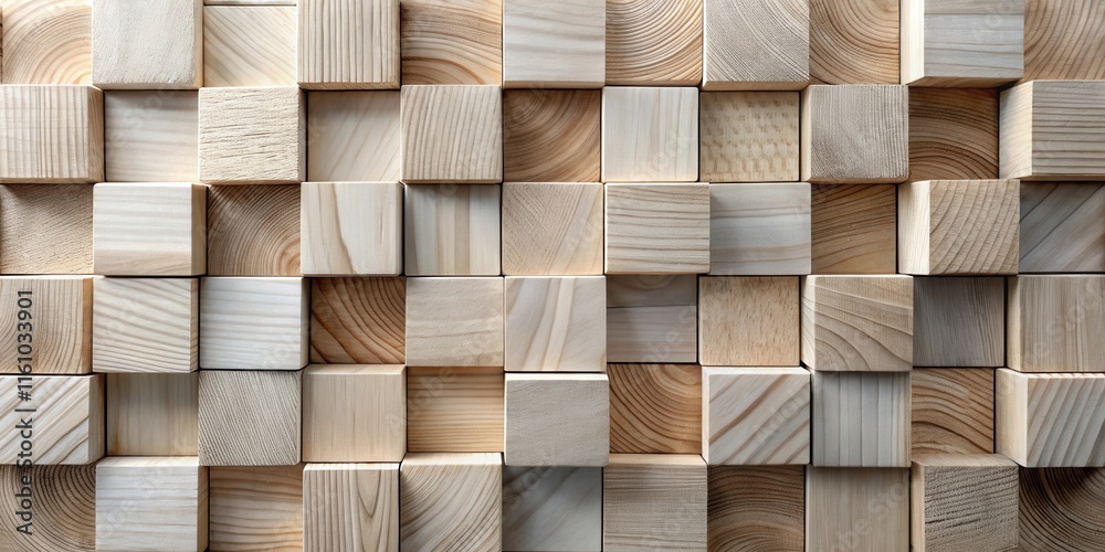 Leinwandbilder Wooden Blocks Pattern  A Close-up View of an Abstract Textured Surface with Light and Dark Variations