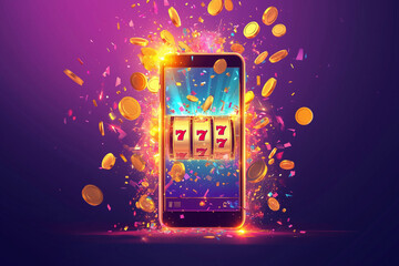 Exploding slot machine on smartphone