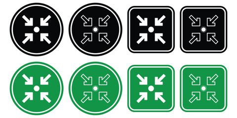 Emergency assembly point sign Arrows pointing inward icon Assembly point icon. Safety Signs. Evacuation Plan. Assembly point sign symbol vector illustration isolated on white background.