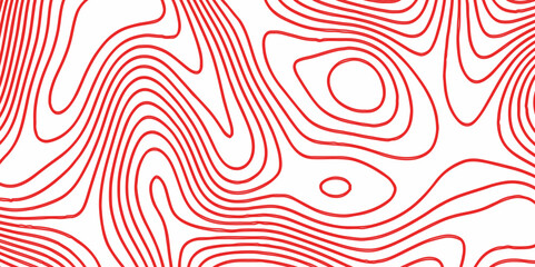 Red topography topology vector white background fresh contour map texture. white seamless pattern Abstract background with a wave Topography and geography map grid abstract backdrop.