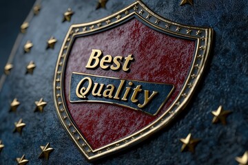 Best Quality Golden Shield Emblem with Star Details and Elegant Finish