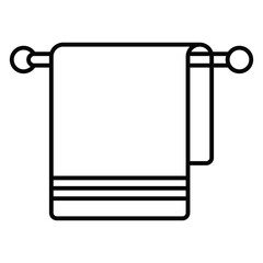 Towel on hanger icon. Towel hanger line icon illustration.