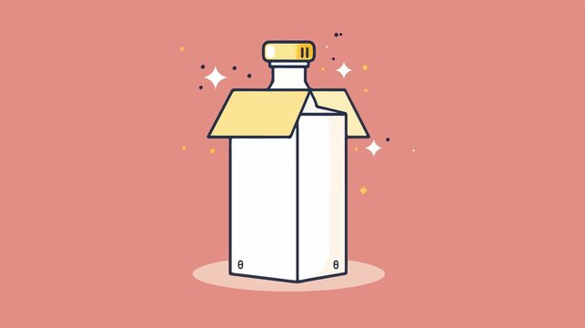 recommend clip art: Minimalist Milk Carton Box Line Art Vector Icon for Food App