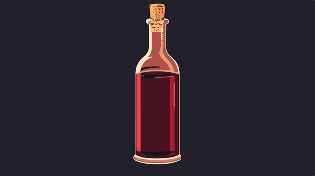 Elegant Bordeaux Glass Bottle with Cork Flat Vector Icon for Design Projects
