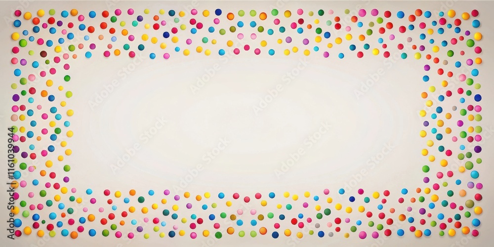 Leinwandbilder A Simple Abstract Design with Multicolored Circles Arranged in a Frame Shape Against a Light Beige Background