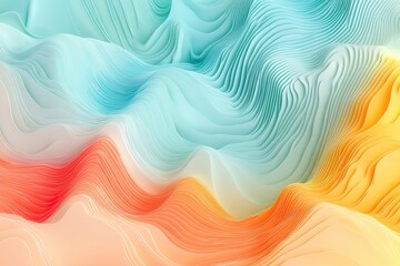Obraz premium Abstract layered wave design in teal, orange, and peach tones. Perfect for backgrounds or design projects.
