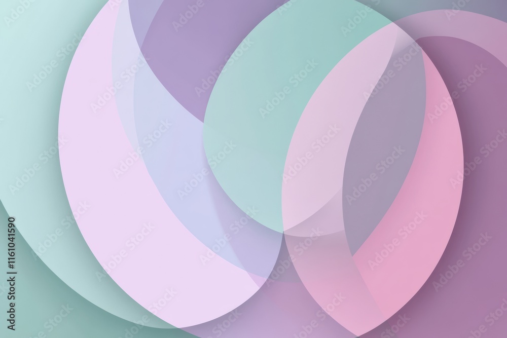 Poster abstract overlapping circles in pastel tones with copy space for creative design and text placement.