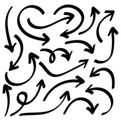 Arrow icon in hand drawn style. Handmade doodle vector illustration on isolated background. EPS10