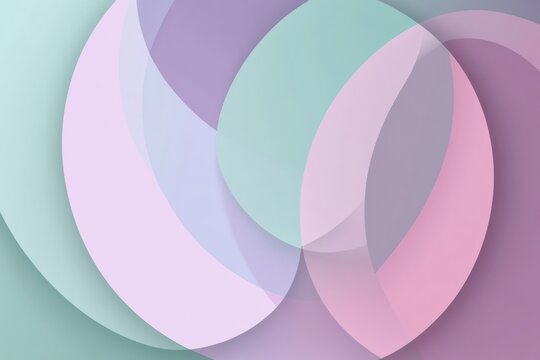 Abstract overlapping circles in pastel tones with copy space for creative design and text placement. Generative AI