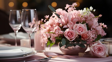 Charming Floral Table Setting for Special Occasions - Generative AI