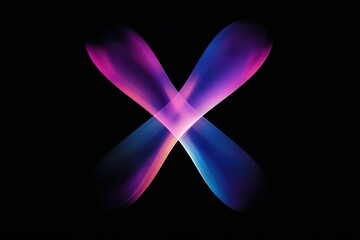 Abstract glowing X shape, vibrant pink and blue hues on black background. Perfect for modern designs.