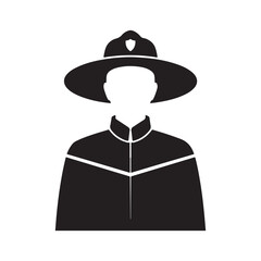 A silhouette of a firefighter icon