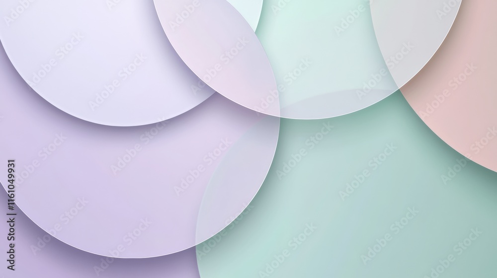 Aufkleber Overlapping semi transparent circles in pastel tones with space for text and design elements for visual projects. Generative AI