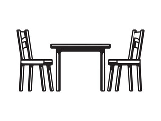 Table and chairs icon. Black Table and chairs icon on white background. Vector illustration