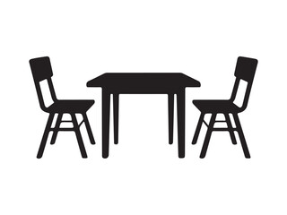 Table and chairs icon. Black Table and chairs icon on white background. Vector illustration