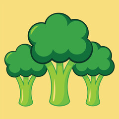 Fresh Green Broccoli Vector Clipart Illustration Artwork