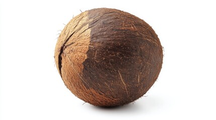 Isolated brown coconut on a white background, showcasing the unique features of the brown coconut. This brown coconut stands out with its rich texture and natural beauty.