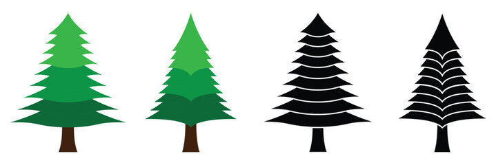 Christmas tree black icon collection. Vector illustration, eps 10