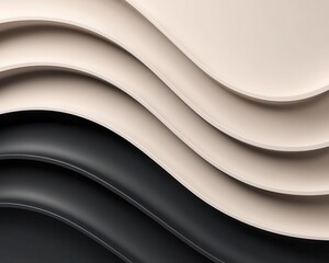 Muted beige and grey stripes arranged in a geometric wave pattern, combining softness with structure