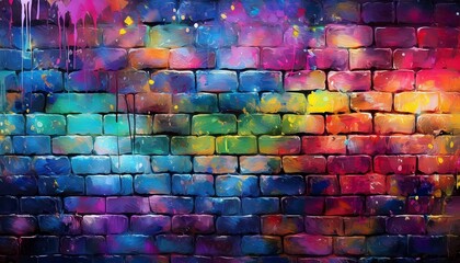 Graffiti brick wall, colorful background graphic resource