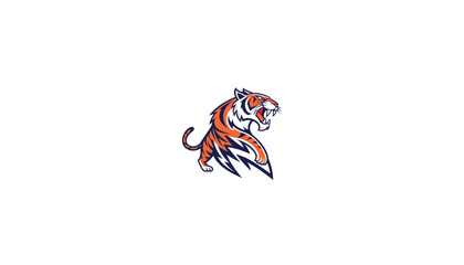 Minimalist White Tiger Logo with Bold Outline on Black Background
