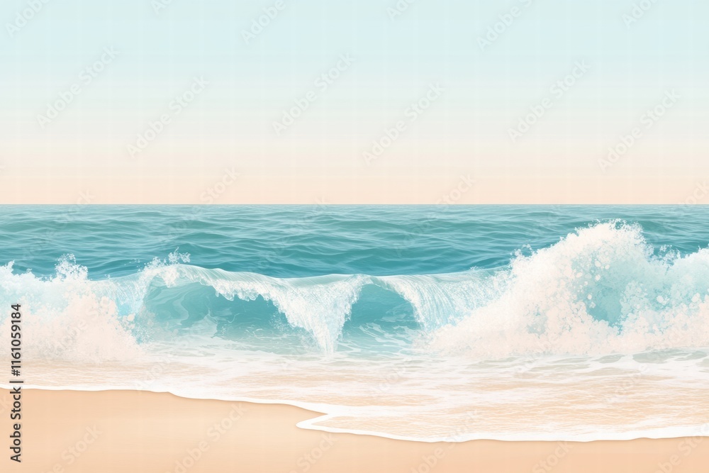 Aufkleber soft waves gently lap against the sandy shore on a tranquil beach. generative ai