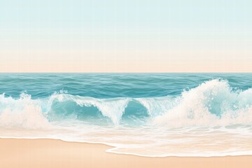 Soft waves gently lap against the sandy shore on a tranquil beach. Generative AI