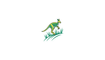 Minimalist White Kangaroo Logo with Bold Outline on Black Background