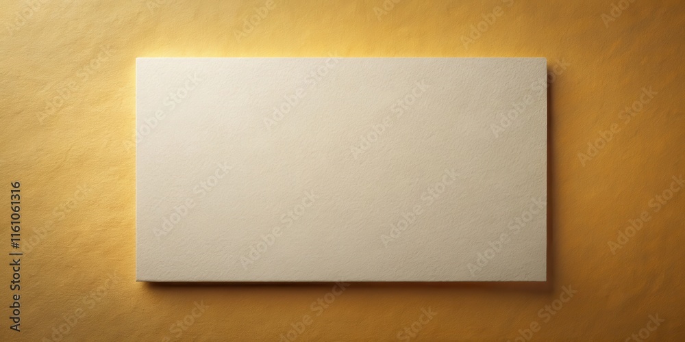 Poster A horizontal white sheet of paper rests on top of a textured, golden surface, creating a visual contrast and minimalist aesthetic.