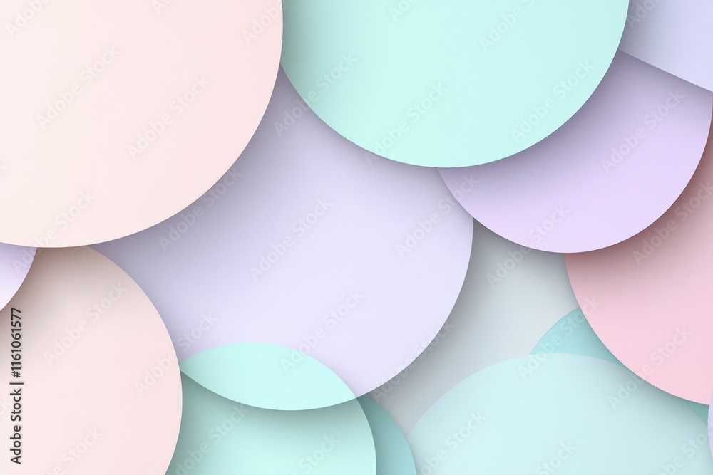 Poster overlapping semi transparent circles in pastel tones creating a modern abstract background with spac
