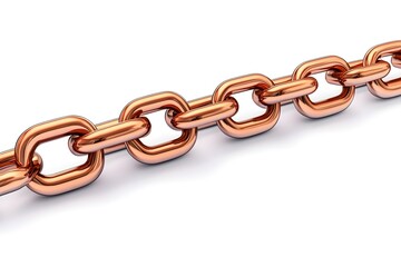 Obraz premium This image showcases a detailed, highly polished rose gold chain against a clean white background.