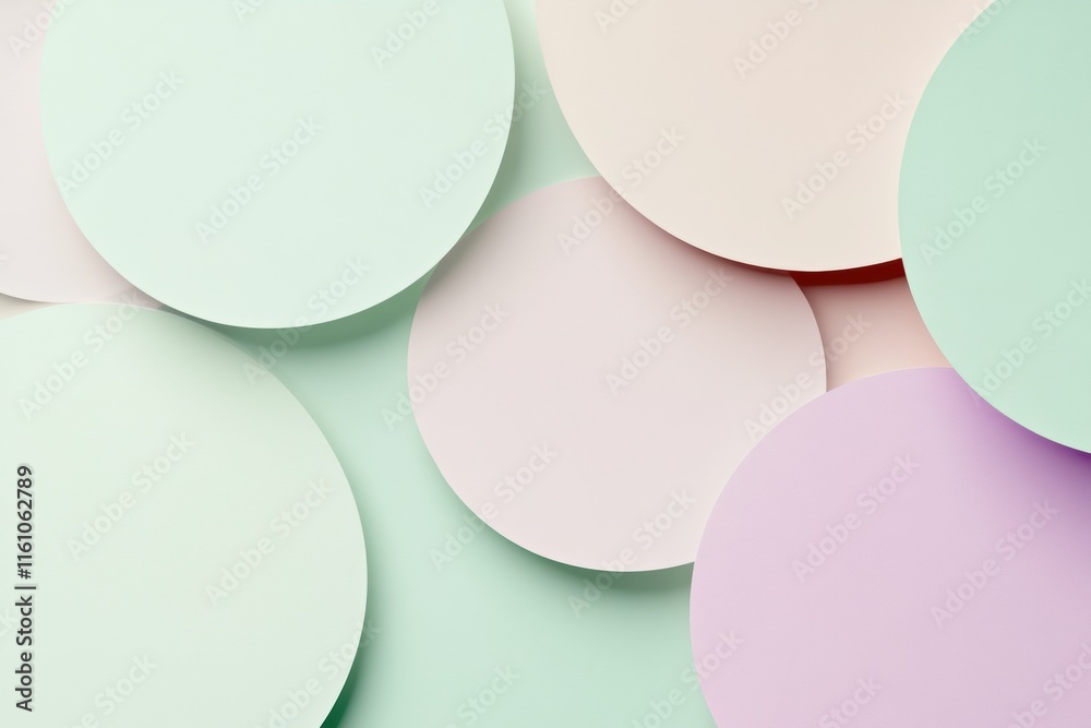 Aufkleber overlapping semi transparent circles in pastel tones creating a serene mock up with ample space for 