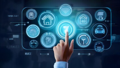 Fototapeta premium Smart Home Automation System IoT Interface Digital Technology Security Control