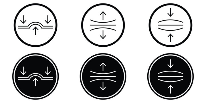 Elasticity vector icon. Elastic icon Compression up and down arrow symbol pictogram of elastic resilience.