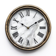 Antique Bronze Wall Clock Marble Face Roman Numerals Elegant Design