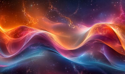 cosmic waves shift into vibrant, surreal abstract textures., Generative AI