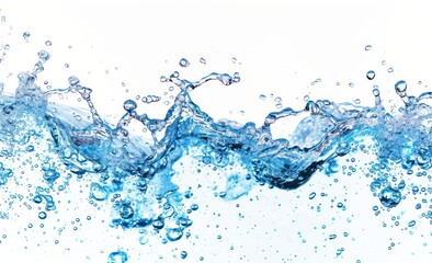 Splashing blue water with white background.
