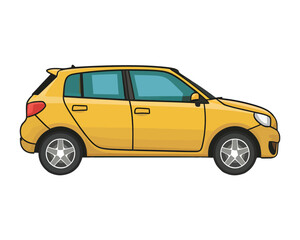 Fototapeta premium A flat vector illustration of hatchback car drawing, transportation vector graphic 