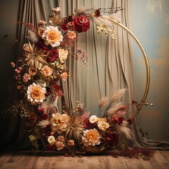 Maternity floral ring digital backdrop overlay hanging floral ring