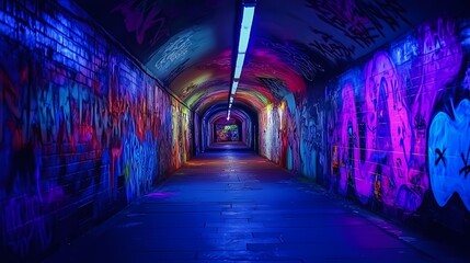 Neon Graffiti Tunnel: A Vibrant Urban Canvas