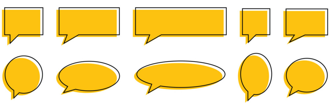 Set of speech bubbles. Speak bubble text, cartoon chatting box, message box. Vector illustration. EPS 10