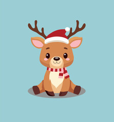 reindeer with santa hat