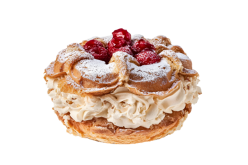 Paris Brest cake on a white background