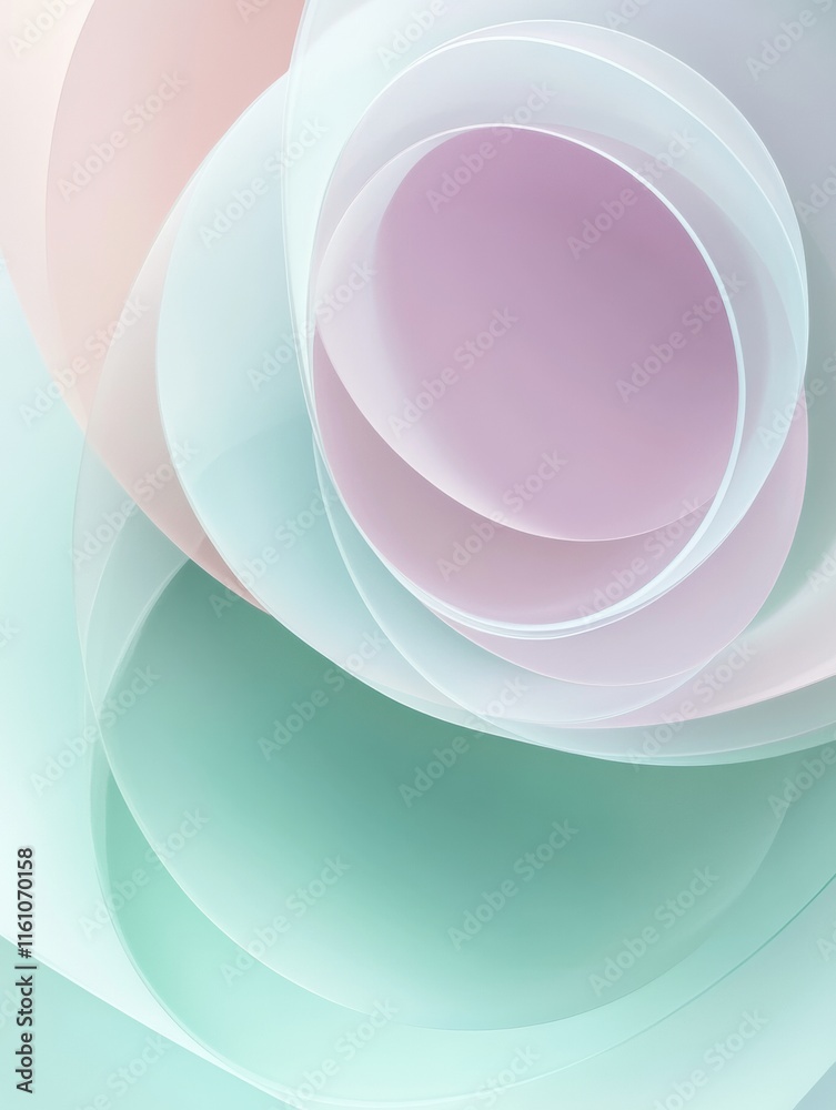 Leinwandbilder overlapping semi transparent circles create a serene backdrop in pastel tones for creative design pr
