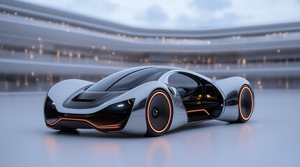 Modern futuristic sports car with sleek design