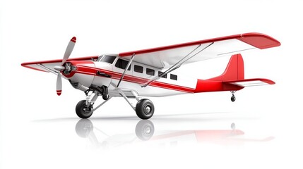Retrostyle airplane in 3D cartoon design Realistic flight plane icon isolated on white