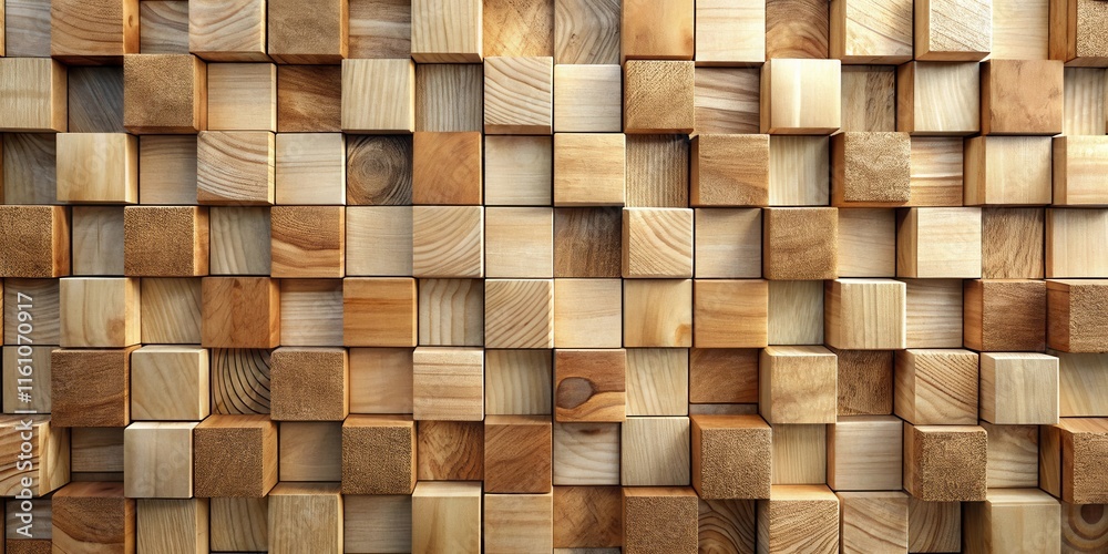 Aufkleber A Seamless Pattern of Natural Wood Blocks, Displaying the Diverse Textures and Grain Patterns of Each Piece, Creates a Visually Appealing and Texturally Rich Background