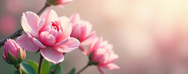 Fototapeta premium Soft petals unfolding on a subtle gradient background, nature, foliage, spring